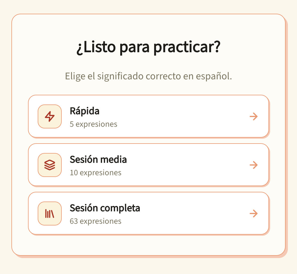 Spanish expressions flashcard game