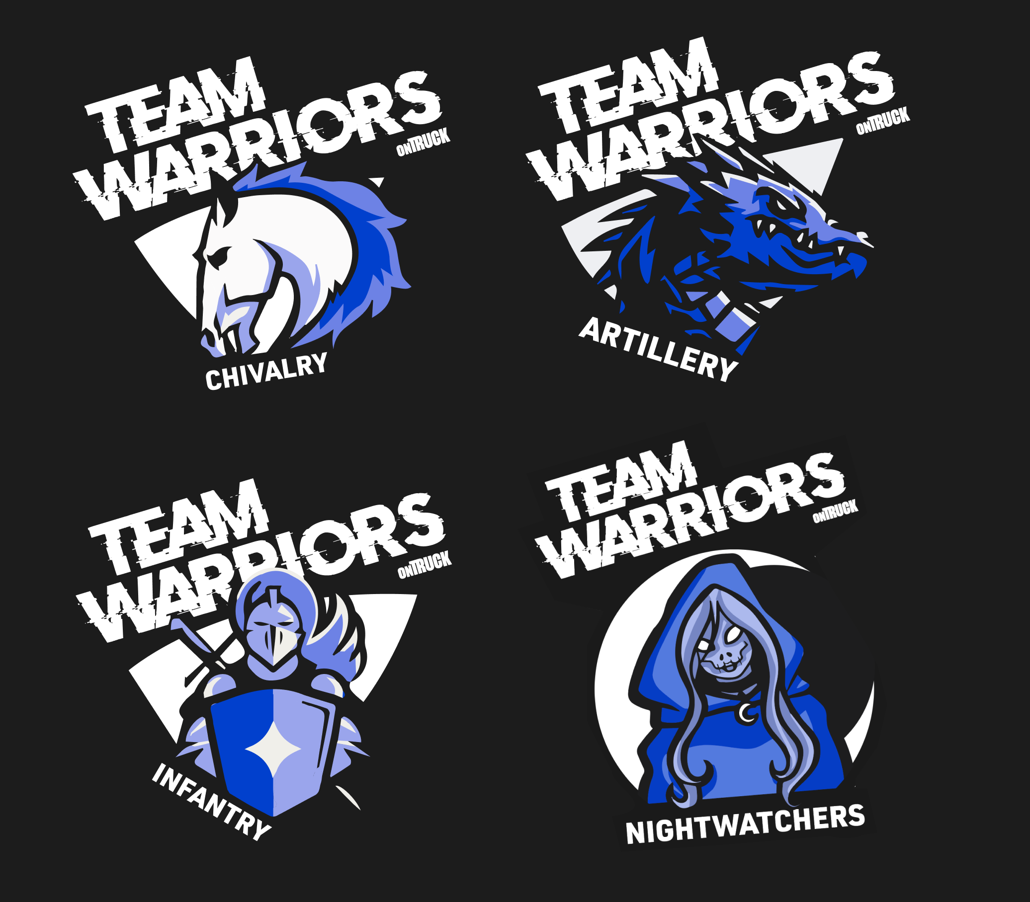 Role logos designed for the Team Warriors t-shirts